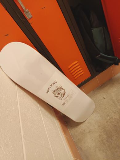 white snow death king skate deck
