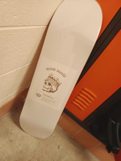 white snow death king skate deck