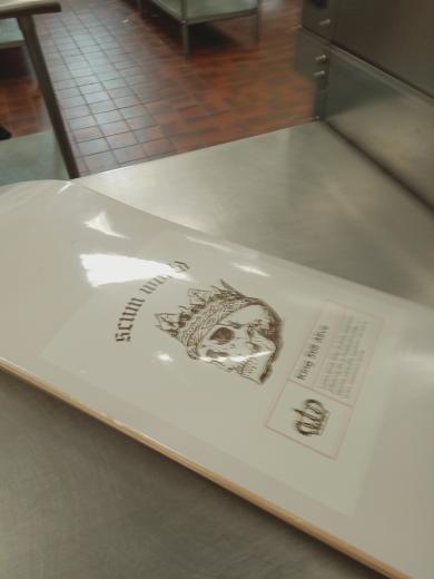 white snow death king skate deck