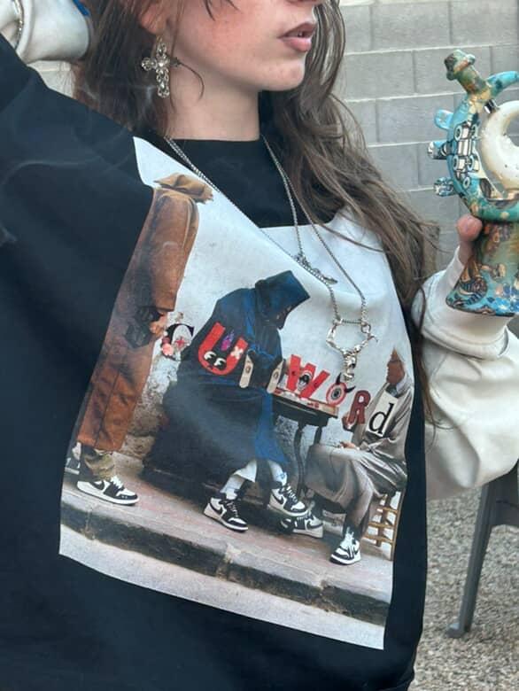 “Street Café Reflections Long Sleeve Tee.”