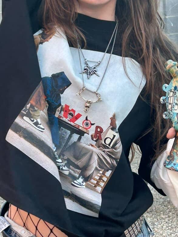 “Street Café Reflections Long Sleeve Tee.”