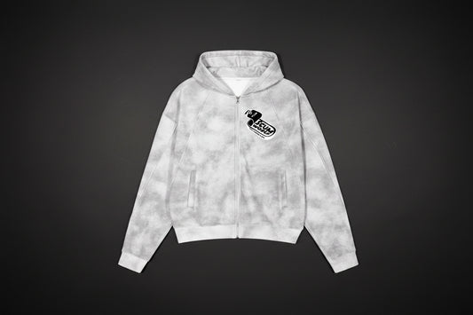 804 kitty Dirty Washed Zip-Up Fleece Hoodie